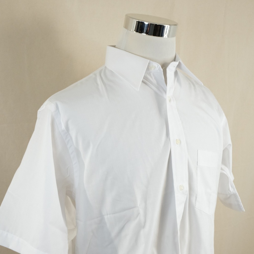 NEW Arrow Ken 16 Short Sleeve Dress Shirt White Cotton Blend Formal Mens